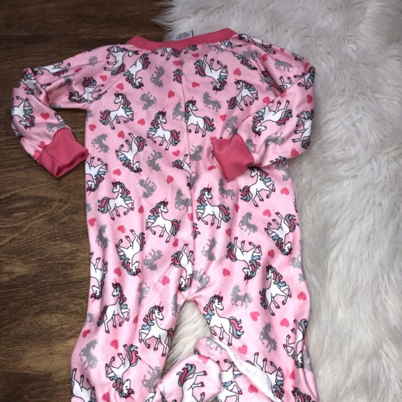 Mon petit Little Girls 18 Months Pink Unicorn Footed Pajamas - Picture 3 of 4